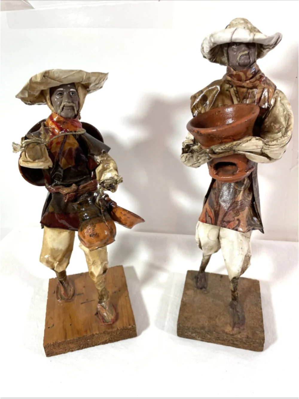 Vintage Mexican Folk Art Paper Mache Figures Hand Made Collectible Lot of 2